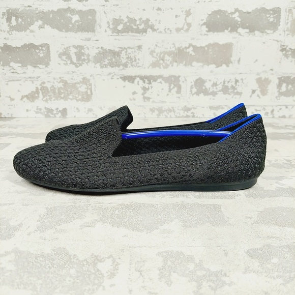 NEW Rothy's The Flat Black Knit Round Toe Slip On Loafers F530